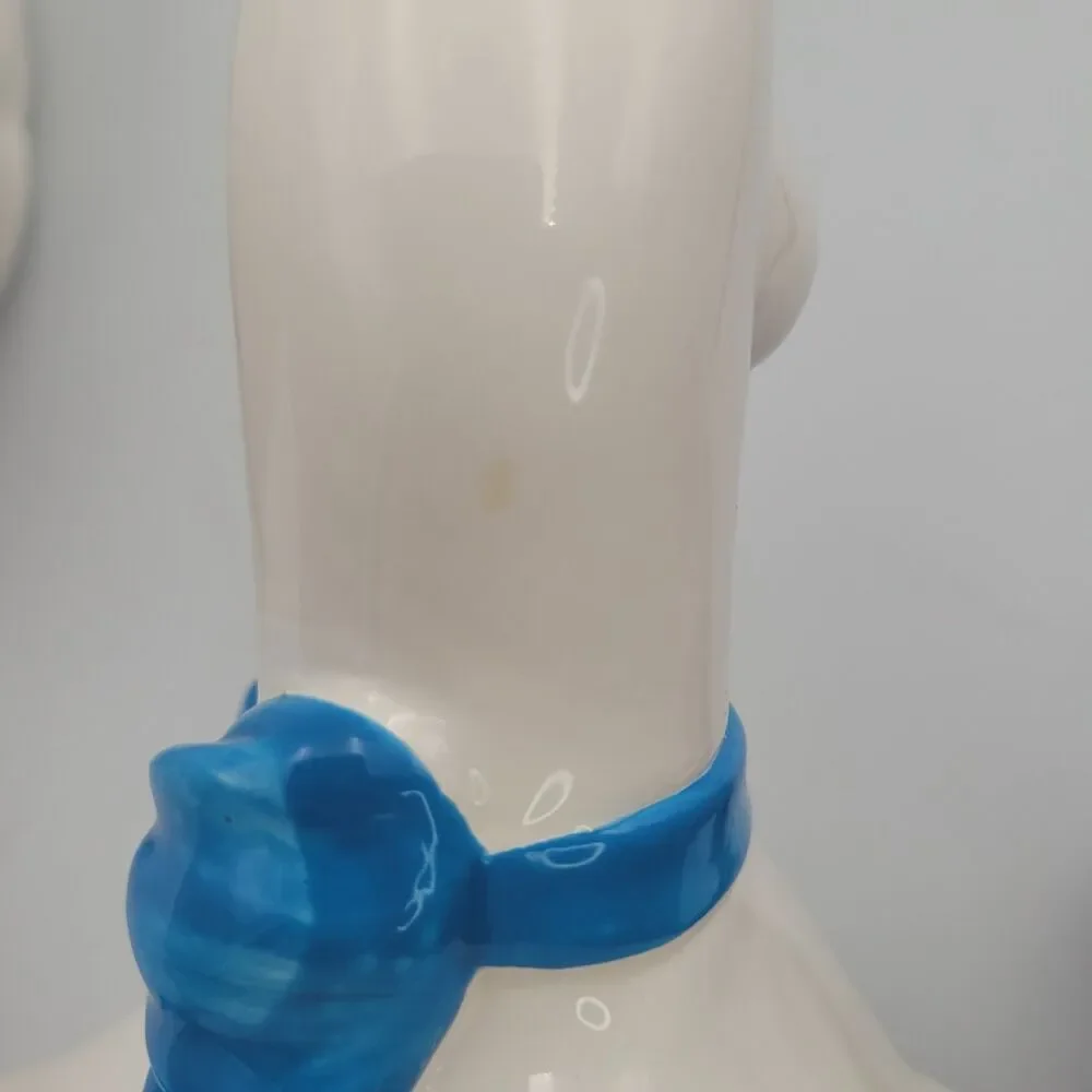 VTG White Goose Blue Bow Cookie Jar Cottage Farmhouse Country Granny 80s Kitchen